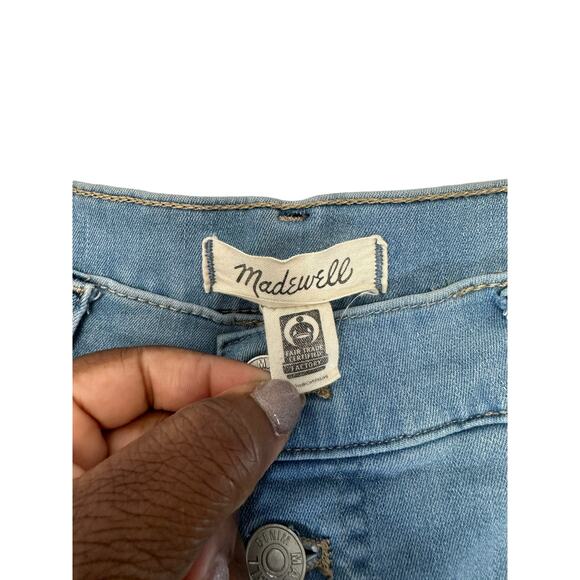 Madewell Button Light Wash Berrington Wash Roadtripper Skinny Leg Jeans 32 - Picture 4 of 12